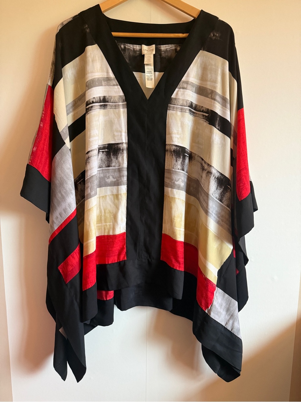 Chicos XL Kimono Blouse Poncho Top Sheer Flowy Resort Wear